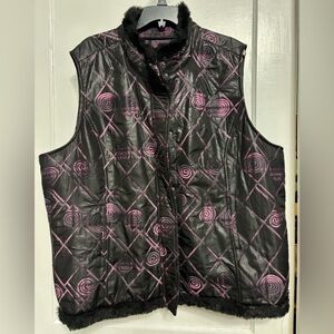 Black and Pink Quilted Vest
